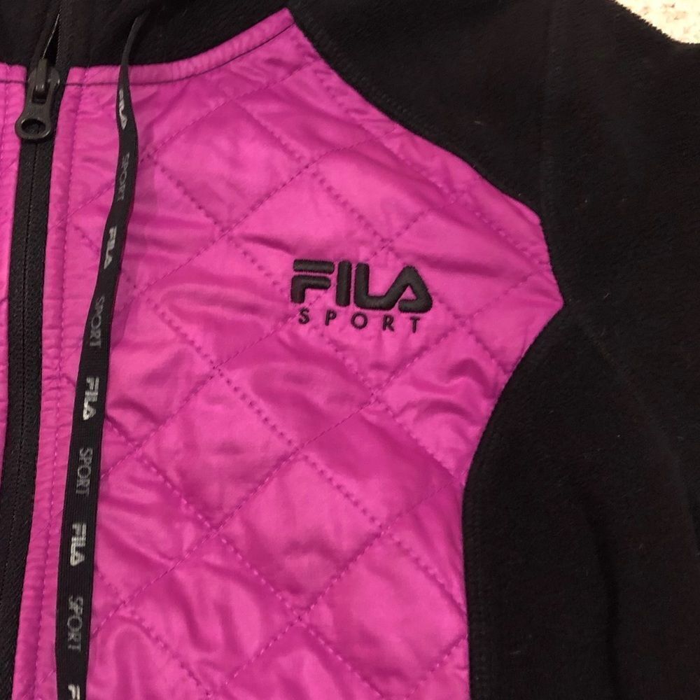 Fila Sport pink black hooded fleece jacket - Picture 2 of 7